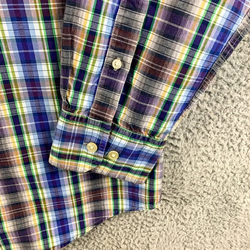 Banana Republic Shirt Mens Large Blue Brown Plaid Business‎ Casual Outdoor Camp